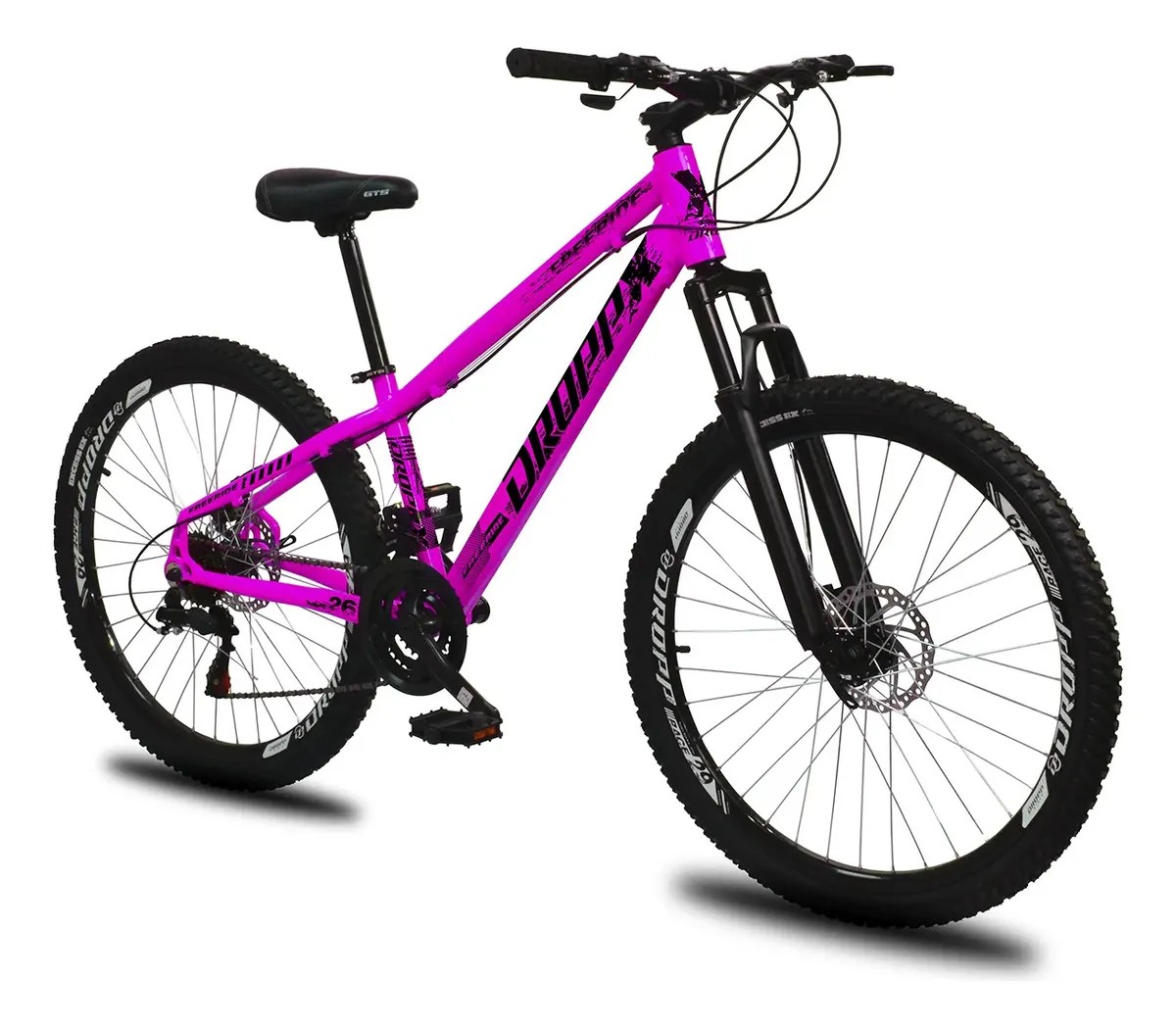 Bicicleta Aro 26 Dropp Freeride 21 Vel Freio A Disco Vikingx Cor Rosa E Preto Tamanho Do Quadro 13.5