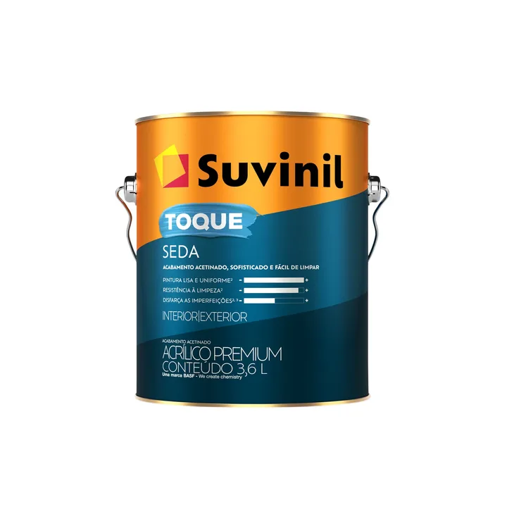 Tinta Acrílica Acetinada para Parede Interna e Externa Lavável Suvinil Toque Premium Branco Neve 3,6L