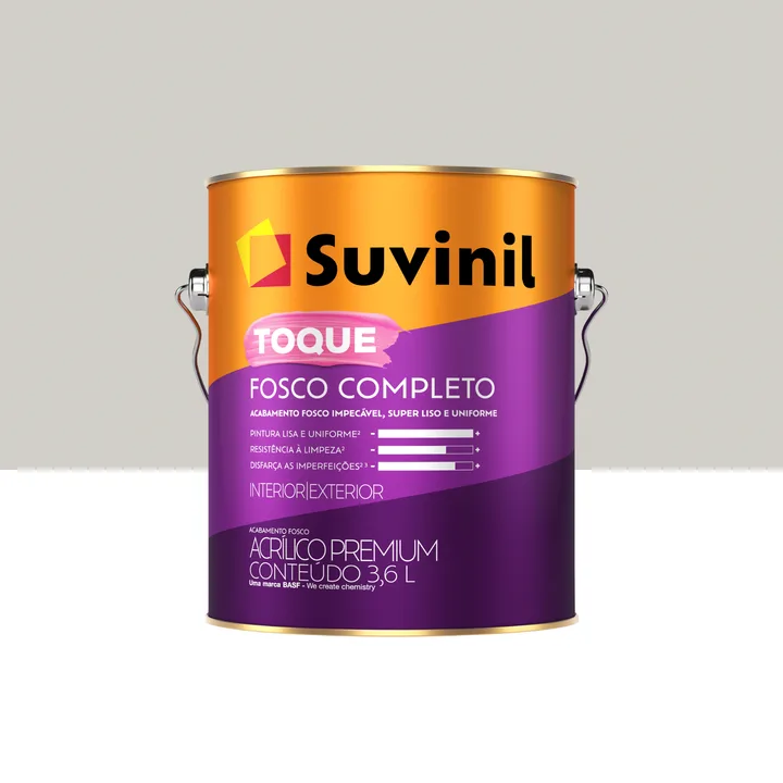 Tinta Acrílica Fosca para Parede Interna e Externa Suvinil Toque Premium Cromio 3,6L
