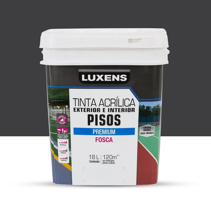 Tinta Acrílica para Piso Fosca Premium Preto 18L Luxens