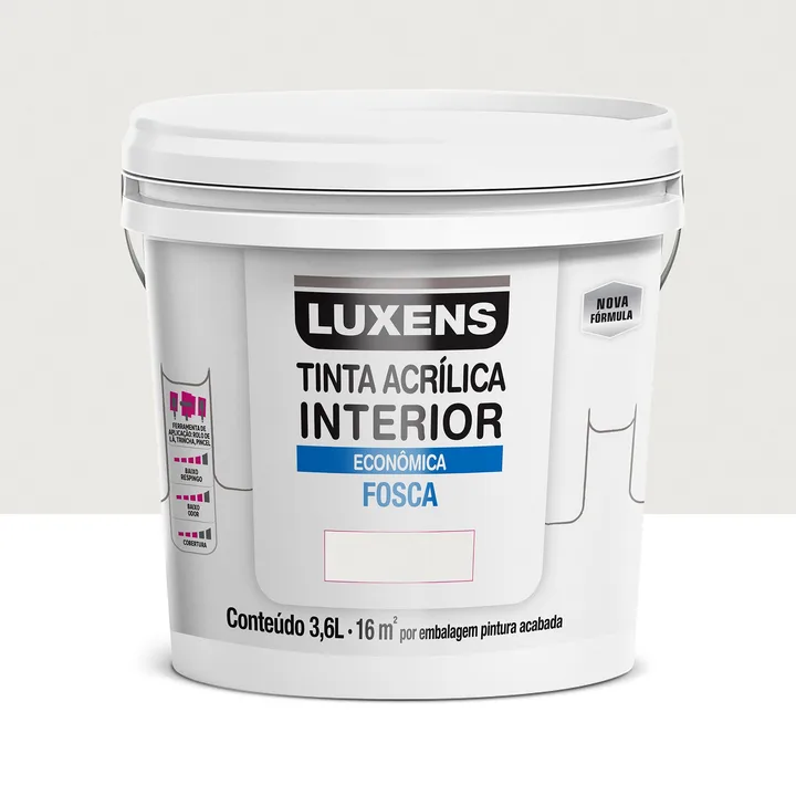 Tinta Acrílica Fosca para Parede Interna Luxens Econômica Gelo 3,6L