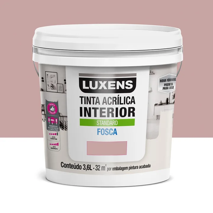 Tinta Acrílica Fosca para Parede Interna Pronto para Uso Luxens Standard Flor de Malva 3,6L