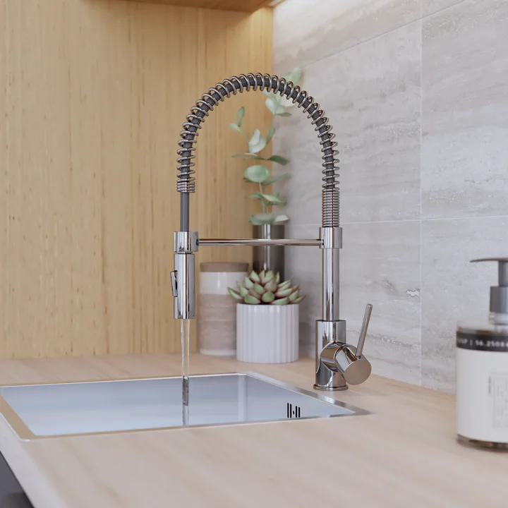 Torneira Monocomando Gourmet de Pia para Cozinha com Bica Alta Flexível Cromada Tomas Delinia