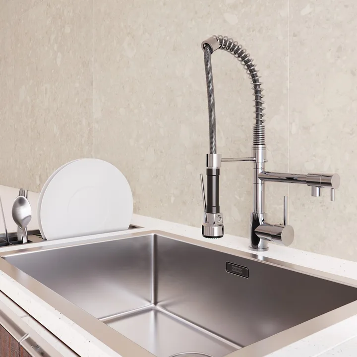 Torneira Monocomando Gourmet de Pia para Cozinha com Bica Média Flexível Cromada Chery Delinia