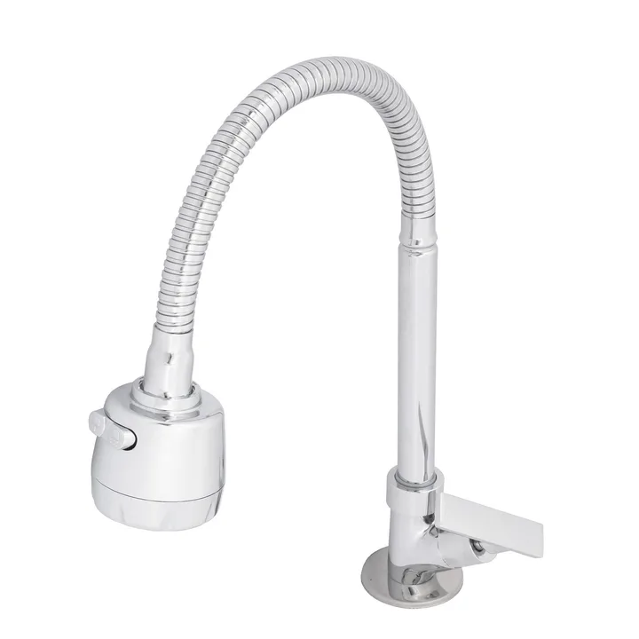 Torneira Gourmet de Pia para Cozinha com Bica Alta Flexível Cromada Gourmet Flex Delinia