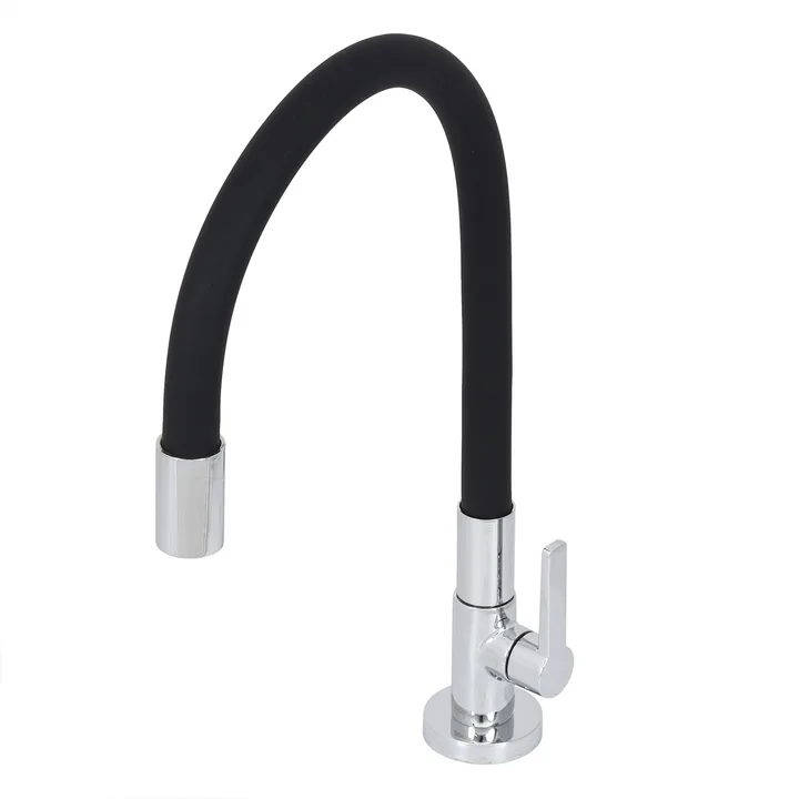 Torneira de Pia para Cozinha com Bica Alta Flexível Preta Fosca Galiflex Docol