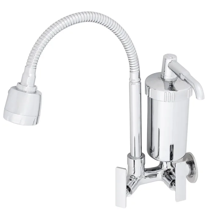 Torneira Gourmet com Filtro de Parede para Cozinha com Bica Alta Flexível Cromada Gourmet Flex Equation