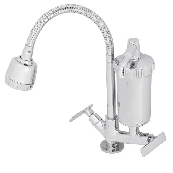Torneira Gourmet com Filtro de Pia para Cozinha com Bica Alta Flexível Cromada Gourmet Flex Equation