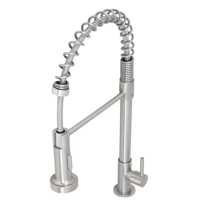 Torneira Gourmet de Pia para Cozinha com Bica Alta Flexível Inox Escovado Milão Civitt