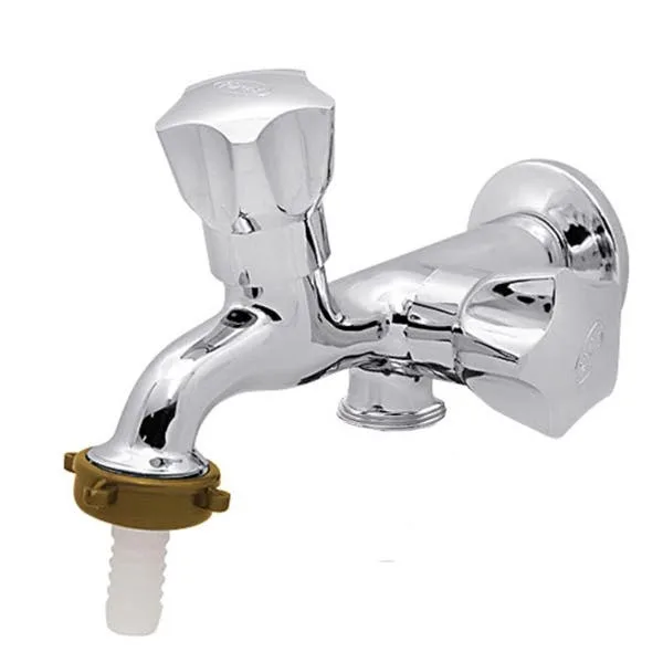 Torneira de Parede para Tanque e Máquina de Lavar com Bica Reta Cromada Click Forusi