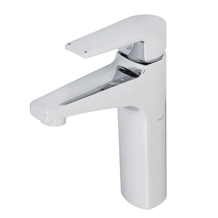 Torneira Misturador de Pia para Banheiro com Bica Média Flexível Cromada Level Deca