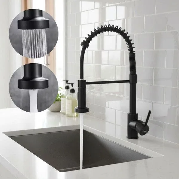 Torneira de Cozinha Gourmet Luxo Monocomando Bancada Flexível Articulada Preta Misturador Água Quente e Fria